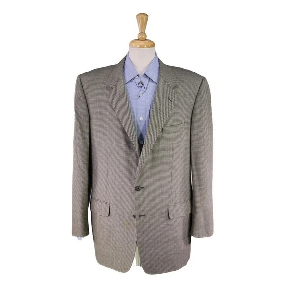 Davide Cenci Black/White Woven Super 100's Wool 2-Btn Sportcoat Blazer 44R - Picture 1 of 10